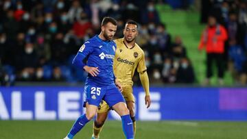 Borja Mayoral of Getafe in action during the Spanish League, La Liga Santander, football match played between Getafe CF and Levante UD at Coliseum Alfonso Perez on February 04, 2022, in Getafe, Madrid, Spain.
 AFP7 
 04/02/2022 ONLY FOR USE IN SPAIN