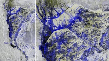 Im¨¢genes devastadoras de las inundaciones en Pakist¨¢n desde el espacio