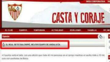 Captura de imagen de la página web del Sevilla hackeada.