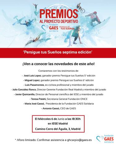 Becas 'Persigue tus sueños' de GAES, el miércoles en Madrid