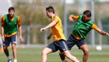 Cristiano, durante el entreno.