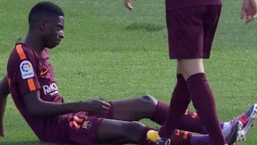 Dembélé se marchó lesionado.