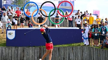 Carlota Ciganda durante la primera ronda olímpica del golf femenino.