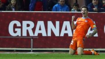 Santi Mina celebra su gol ante el Granada la jornada pasada.