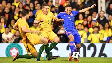 Carlos Bacca durante el partido amistoso de la Selecci&oacute;n Colombia ante Australia en Londres