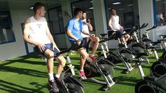 Jugadores del CD Legan&eacute;s ejercit&aacute;ndose en las nuevas instalaciones de entrenamiento del club pepinero.