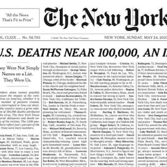 El homenaje del New York Times: mil nombres de muertos por coronavirus en su portada