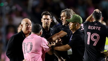 Fans stormed the field during Inter Miami’s friendly in Puerto Rico, leaving Lionel Messi momentarily pulled down but unharmed.