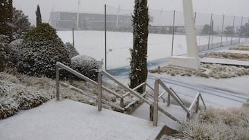 Así estaban los campos de Valdebebas este lunes.