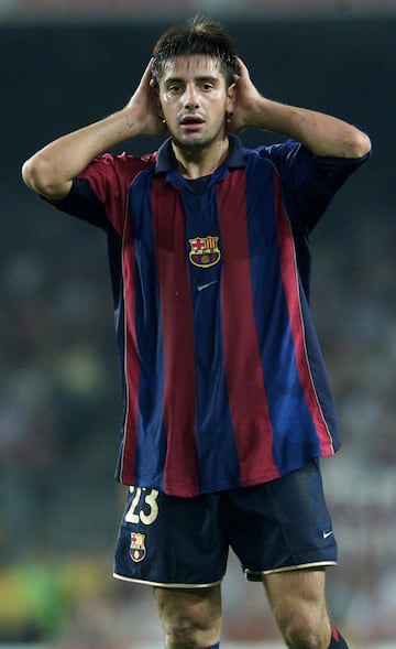 El jugador italiano visti¨® la camiseta del FC Barcelona en la temporada 2001-2002.