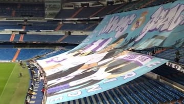 Nadal, rey de París, en el tifo de la Grada Fans del Real Madrid