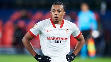 Jules Koundé, jugador del Sevilla FC, durante un partido.
