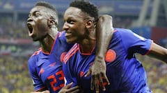 Yerry Mina y Davinson Sanchez, jugadores de la selecci&oacute;n Colombia