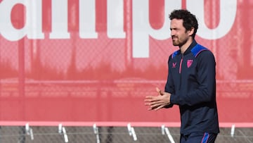 Delaney, en uno de sus últimos entrenamientos en el Sevilla.