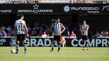 "ANDY" JOSE ANDRES RODRIGUEZ GAITÁN SPANISH MIDFIELDER OF FC CARTAGENA, DURING THE MATCH. MARTÍN AGUIRREGABIRIA DEFENDER, SPANISH JUADOR OF FC CARTAGENA DURING THE MATCH, FC Cartagena vs Cadiz CF, Hypermotion League, Second Division Championship, Cartagonova Stadium, Cartagena, Region of Murcia. 22 September 2024. 22/09/24 PARTIDO SEGUNDA DIVISION
CARTAGENA - CADIZ