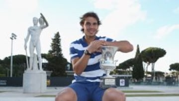 REY DE ROMA. Rafa Nadal ya es uno de los s&iacute;mbolos del Foro It&aacute;lico: all&iacute; ha subido siete veces al trono.