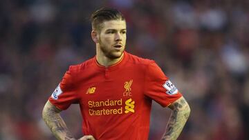 El jugador del Liverpool, Alberto Moreno, durante la final de Europa League contra el Sevilla.