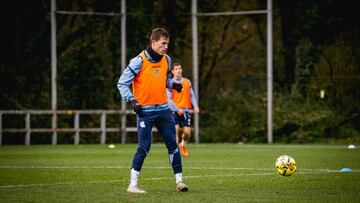 Luka Sucic en un entrenamiento de esta temporada en las instalaciones de Zubieta.