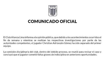 Adrianzén es detenido y Alianza "rechaza su comportamiento"