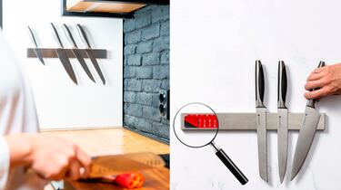 Libera espacio en la cocina con este soporte magnético para cuchillos