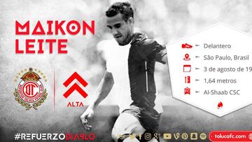 Maikon Leite regresa a México, es nuevo jugador del Toluca