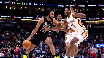 Cam Thomas (Brooklyn Nets) ante Zion Williamson (New Orleans Pelicans).