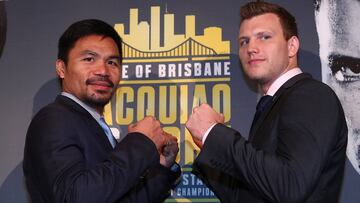 Manny Pacquiao y Jeff Horn en su primer cara a cara en Brisbane (Australia).