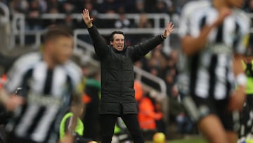 Soccer Football - Premier League - Newcastle United v Aston Villa - St James' Park, Newcastle, Britain - January 25, 2026 Aston Villa manager Unai Emery reacts Action Images via Reuters/Lee Smith EDITORIAL USE ONLY. NO USE WITH UNAUTHORIZED AUDIO, VIDEO, DATA, FIXTURE LISTS, CLUB/LEAGUE LOGOS OR 'LIVE' SERVICES. ONLINE IN-MATCH USE LIMITED TO 120 IMAGES, NO VIDEO EMULATION. NO USE IN BETTING, GAMES OR SINGLE CLUB/LEAGUE/PLAYER PUBLICATIONS. PLEASE CONTACT YOUR ACCOUNT REPRESENTATIVE FOR FURTHER DETAILS..