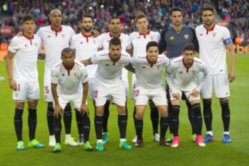 El once inicial del Sevilla.