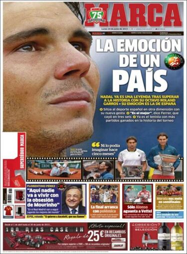 Reconocimiento unánime de la prensa a la gesta de Rafa Nadal