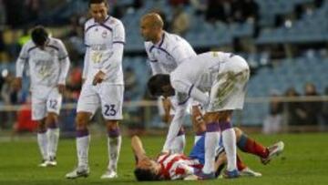 El Cebolla sufrió un pinchazo en la cara posterior del muslo derecho. El uruguayo tuvo que ser sustituido y está casi descartado para el derbi.