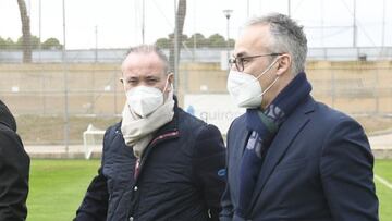 JIM y Miguel Torrecilla, en la Ciudad Deportiva del Real Zaragoza.