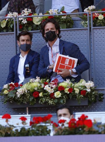 Los extenistas españoles David Ferrer y Feliciano López disfrutando del Mutua Madrid Open.