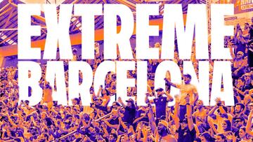 Cartel del Extreme Barcelona con letras sobreimpresionadas en el público del Parc del Fòrum.