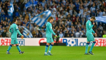 El Barcelona se lamenta en Anoeta.
