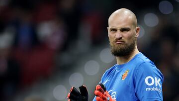 Soccer Football - LaLiga - Atletico Madrid v RCD Mallorca - Metropolitano, Madrid, Spain - November 25, 2023 RCD Mallorca's Predrag Rajkovic reacts REUTERS/Isabel Infantes