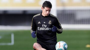 James Rodríguez en el entrenamiento de Real Madrid