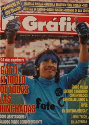 Gatti fue todo un fenómeno mediático acaparando portadas en una de las revistas de fútbol más importantes de Argentina, El Gráfico. 