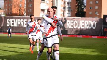 MADRID, SPAIN - MARCH 18: Isaac 'Isi' Palazon of Rayo Vallecano celebrates after scoring their team's opening goal during the LaLiga Santander match between Rayo Vallecano and Girona FC at Campo de Futbol de Vallecas on March 18, 2023 in Madrid, Spain. (Photo by Denis Doyle/Getty Images)