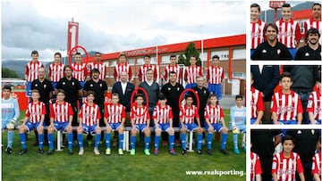 Diego López (tercero de izquierda a derecha de la fila superior), Queipo (sexto de la fila inferior) y Nacho (octavo de la fila inferior) cuando militaban en el Infantil del Sporting.