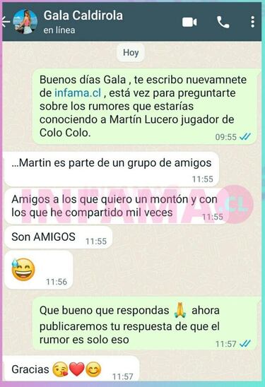 La respuesta de Gala tras ser involucrada con figura de Colo Colo