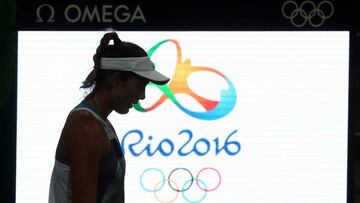Entrenamiento de la tenista Garbiñe Muguruza en Río de Janeiro.