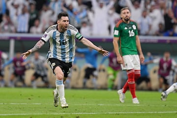 Messi celebra su gol ante Mxico en el Mundial de Qatar 2022