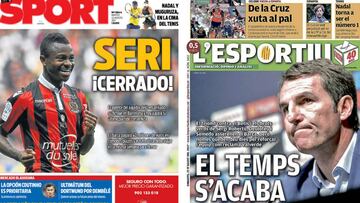 Portadas de la prensa de &#039;Sport&#039; y &#039;L&#039;Esportiu&#039; el martes, 22 de agosto de 2017.