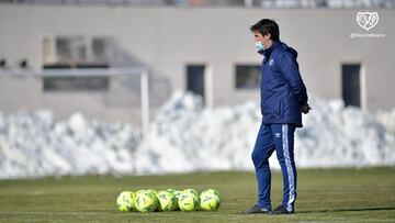 Iraola, en un entrenamiento en la Ciudad Deportiva.