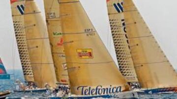 <b>CUENTA ATRÁS. </b>Siete de las embarcaciones durante el entrenamiento oficial del pasado jueves. El holandés Delta Lloyd no participó en la jornada.