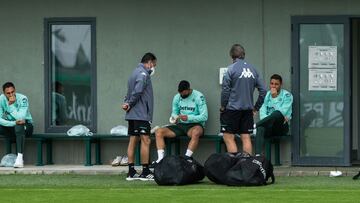 Pellegrini y Joaquín, en un entrenamiento de esta semana.