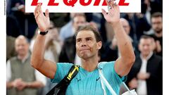 Portada de L'Équipe dedicada a Rafa Nadal tras su derrota ante Alexander Zverev en Roland Garros 2024