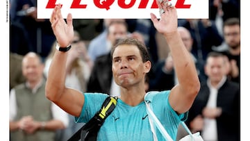 Portada de L'?quipe dedicada a Rafa Nadal tras su derrota ante Alexander Zverev en Roland Garros 2024