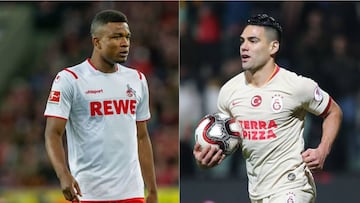 Jhon Córdoba y Falcao García durante partidos con Colonia y Galatasaray.